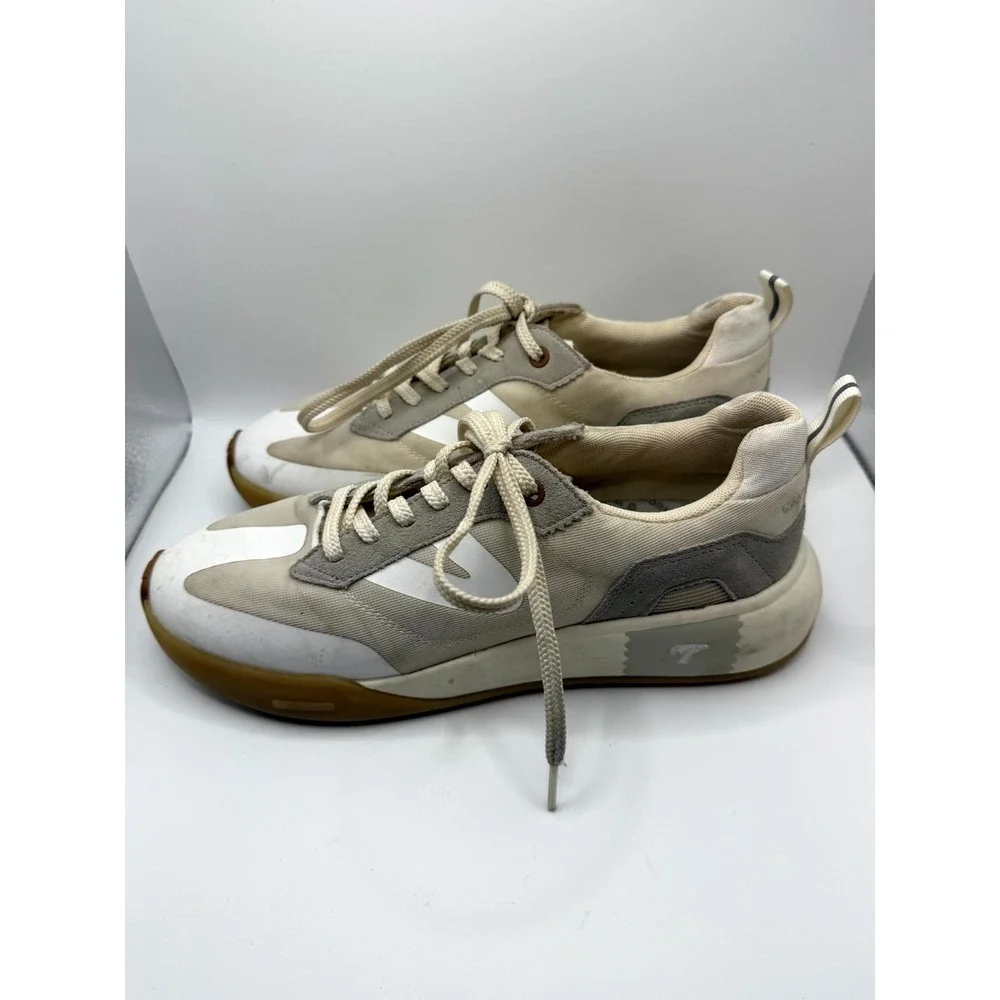 Tretorn‎ Volley Womens 10 M Sneaker White Taupe Leather Low Top Lace Up Shoes